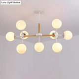 Contemporary Globe Chandelier - White Glass 9/12/16 Head Dining Room Hanging Light Kit