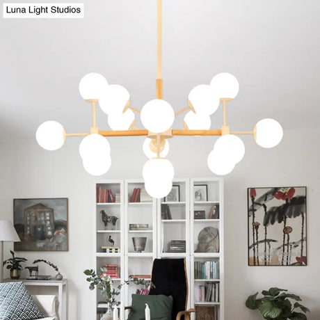 Contemporary Globe Chandelier - White Glass 9/12/16 Head Dining Room Hanging Light Kit