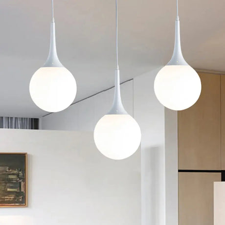Contemporary Globe White Glass Pendant Light - 1 12’/14’/16’ Wide Hanging Ceiling / 6’