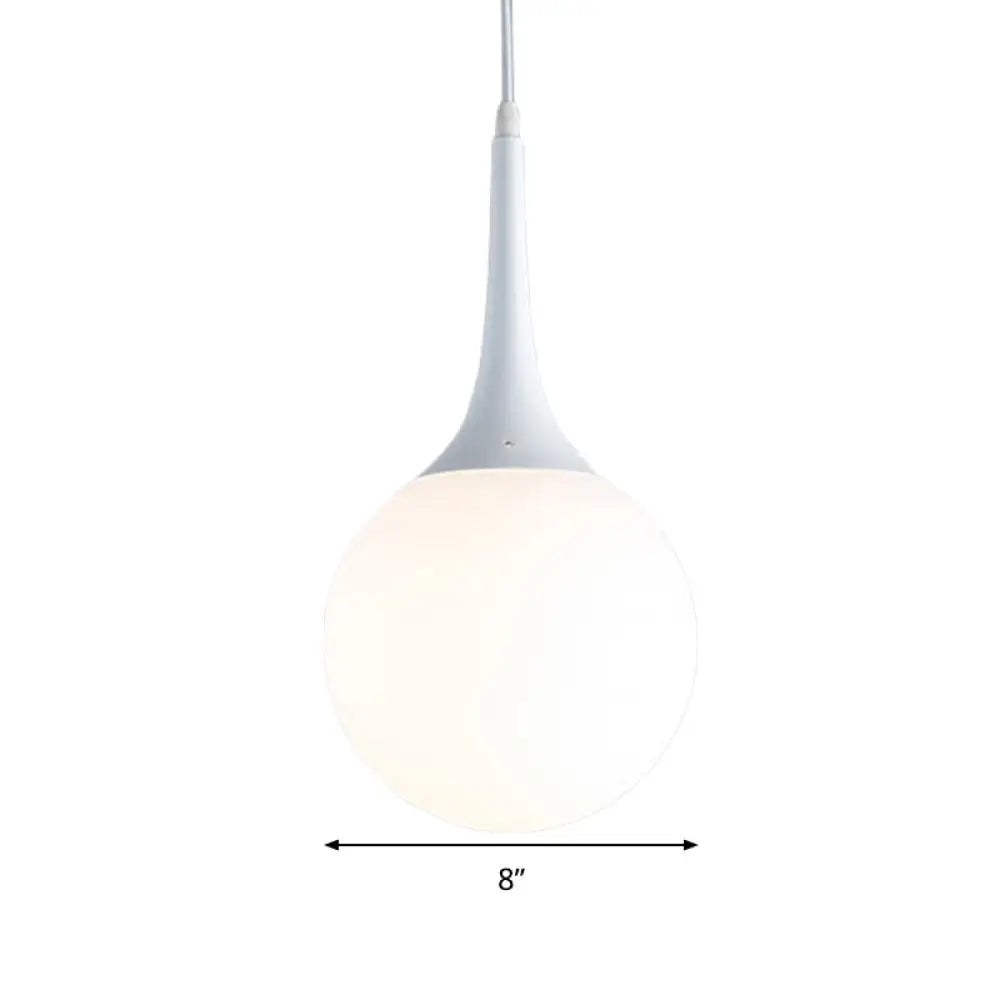 Contemporary Globe Pendant Light - Wide Hanging Ceiling Fixture In White Glass 1 12/14/16 Width