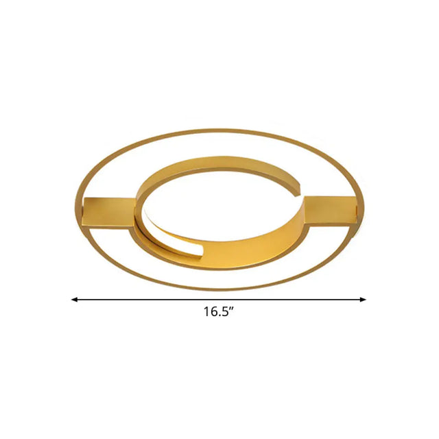 Contemporary Gold Aluminum Ceiling Lamp - Led Flushmount Lighting In Warm/White Light (16.5 Or 20.5