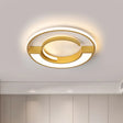 Contemporary Gold Aluminum Ceiling Lamp - Led Flushmount Lighting In Warm/White Light (16.5’ Or