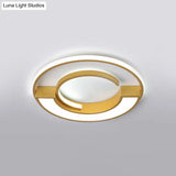 Contemporary Gold Aluminum Ceiling Lamp - Led Flushmount Lighting In Warm/White Light (16.5’ Or