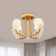 Contemporary Gold Candle Semi Flush Mount Ceiling Light With Crystal Petal Shade - 4 Bulbs