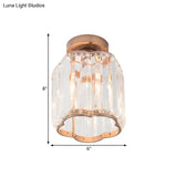 Contemporary Gold Canopy Semi Flush Light With Plum Blossom Shade And Clear Crystal Ceiling Mount