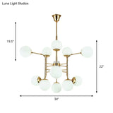 Contemporary Gold Chandelier With Opal Glass Shades - 12/16/24 Lights