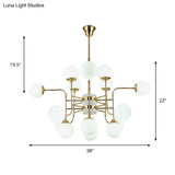 Contemporary Gold Chandelier With Opal Glass Shades - 12/16/24 Lights