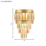 Contemporary Gold Crystal 3-Head Bedroom Wall Sconce Light