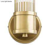 Contemporary Gold Crystal Wall Sconce For Living Room - 1/2 Bulb Cylindrical Design