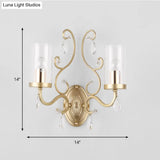 Contemporary Gold Cylinder Glass Wall Sconce Light For Sleeping Room - 1/2 Heads Mounted Lamp