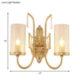 Contemporary Gold Cylinder Sconce Wall Light With Clear Glass Shade