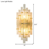Contemporary Gold Finish Bedroom Wall Sconce With Crystal Tube Shape - 2 Lights