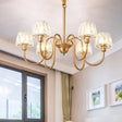 Contemporary Gold Finish Chandelier With Crystal Pendulum - 3/6 Bulbs 3 /