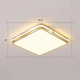 Contemporary Gold Finish Led Flush Mount Ceiling Light - Acrylic Rectangle Design / 16.5’ Warm