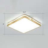 Contemporary Gold Finish Led Flush Mount Ceiling Light - Acrylic Rectangle Design / 16.5’ White
