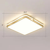 Contemporary Gold Finish Led Flush Mount Ceiling Light - Acrylic Rectangle Design / 20.5’ Remote