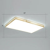 Contemporary Gold Finish Led Flush Mount Ceiling Light - Acrylic Rectangle Design / 43’ White