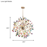 Contemporary Gold Flower Chandelier With Multi-Agate Lights - Hanging Ceiling Fixture