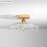 Contemporary Gold Glass Flower Ceiling Mount Light Fixture
