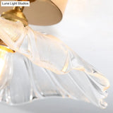 Contemporary Gold Glass Flower Ceiling Mount Light Fixture