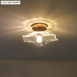 Contemporary Gold Glass Flower Ceiling Mount Light Fixture