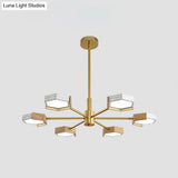 Contemporary Gold Hexagon Pendant Lighting 6/8 Lights Warm/White Ceiling Chandelier