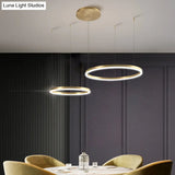 Contemporary Gold Led 2-Layer Chandelier Pendant Light With Metallic Ring