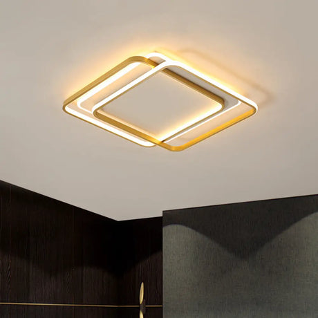 Contemporary Gold Led Bedroom Ceiling Light With Acrylic Shade - Warm/White 16.5’/20.5’ Width /