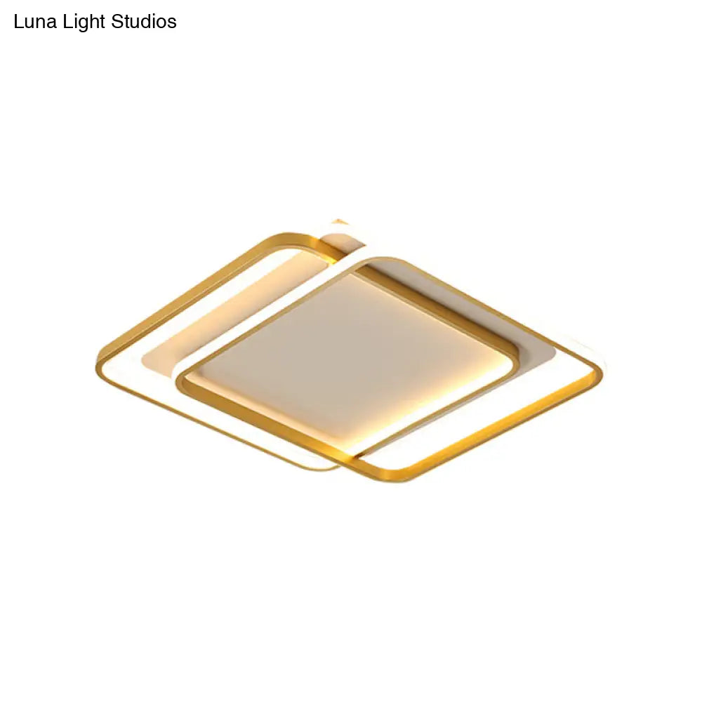 Contemporary Gold Led Bedroom Ceiling Light With Acrylic Shade - Warm/White 16.5’/20.5’ Width