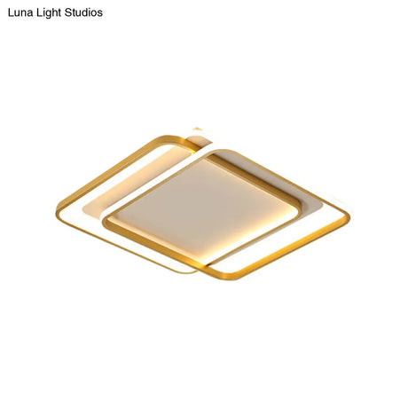 Contemporary Gold Led Bedroom Ceiling Light With Acrylic Shade - Warm/White 16.5’/20.5’ Width
