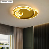 Contemporary Gold Led Ceiling Lamp With Star/Loving Heart Acrylic Shade - Flush Mount Fixture For