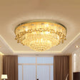 Contemporary Gold Led Diamond Crystal Dual - Layered Ceiling Flush Mount Light