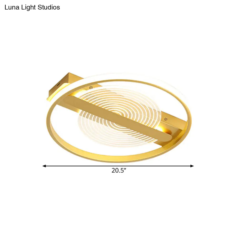Contemporary Gold Led Flush Mount Lamp - 16.5’/20.5’ Wide Warm/White Light