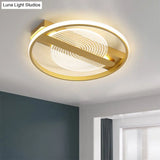 Contemporary Gold Led Flush Mount Lamp - 16.5’/20.5’ Wide Warm/White Light
