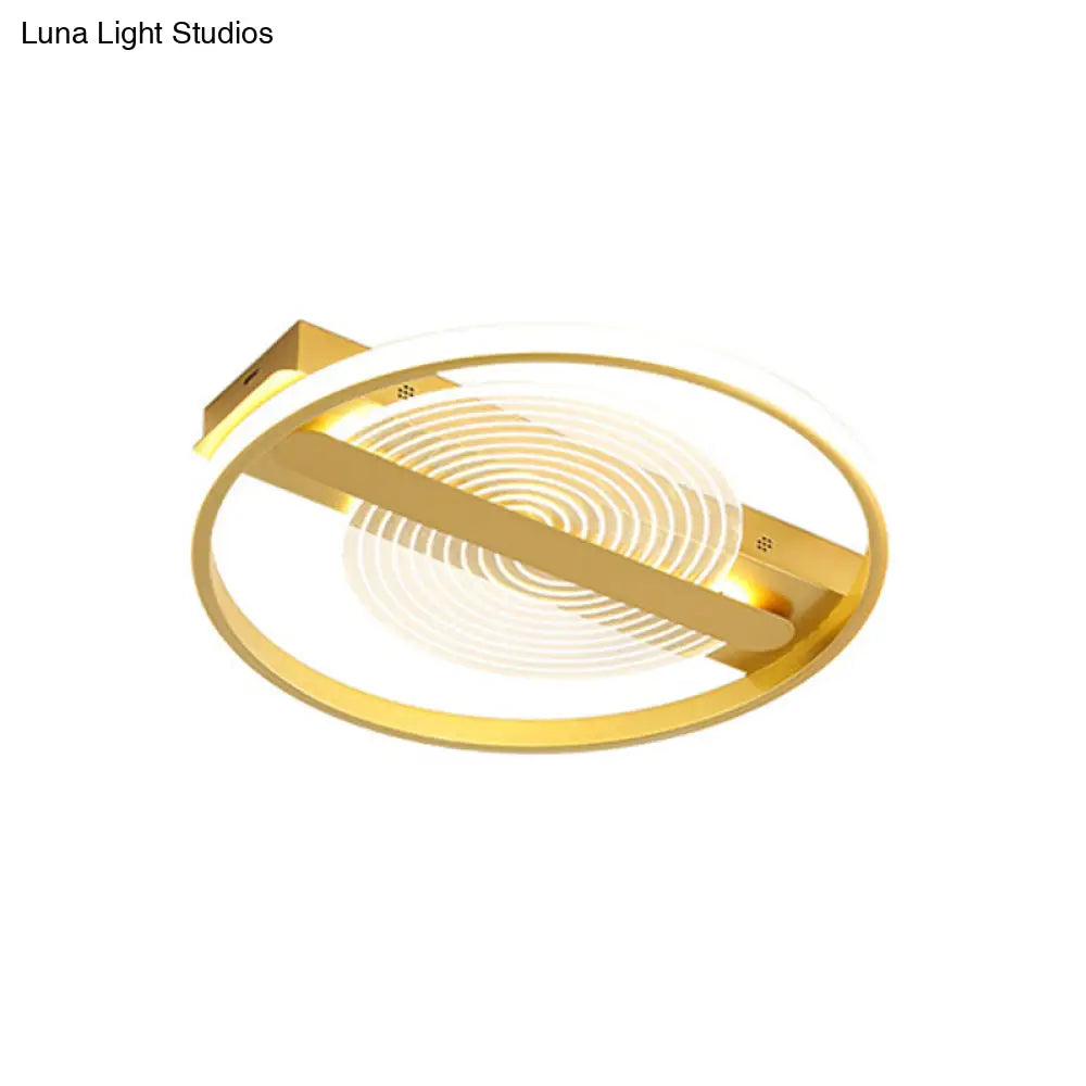 Contemporary Gold Led Flush Mount Lamp - 16.5’/20.5’ Wide Warm/White Light