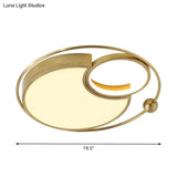 Contemporary Gold Led Flush Mount Light For Bedroom