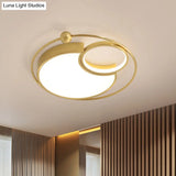 Contemporary Gold Led Flush Mount Light For Bedroom