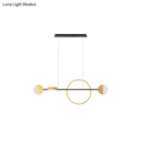 Contemporary Gold Led Pendant Light For Dining Room - Circle Metal Island Ceiling Lighting