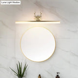 Contemporary Gold Led Wall Mount Vanity Light With Antler Deco - Warm/White Lighting