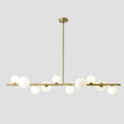 Contemporary Gold Metal Island Pendant Light With Glass Sphere For Dining Table 10 / Cream