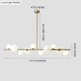 Contemporary Gold Metal Island Pendant Light With Glass Sphere For Dining Table