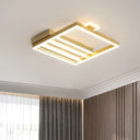 Contemporary Gold Metal Shade Flush Mount Ceiling Light Fixture - Square - Frame 18’/25.5’