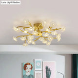 Contemporary Gold Metallic Blossom Branch Ceiling Lamp For Dining Room