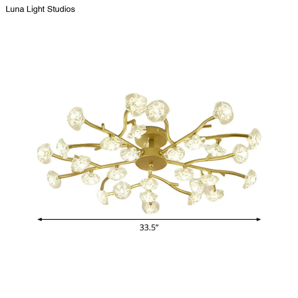 Contemporary Gold Metallic Blossom Branch Ceiling Lamp For Dining Room