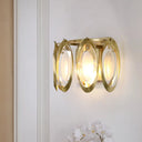 Contemporary Gold Oval Sconce With Cut Crystal Detail - Perfect Wall Fixture For Living Room