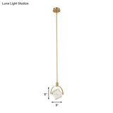 Contemporary Gold Pendant Ceiling Light For Bedroom - Clear Glass Cube Hanging Lamp Kit