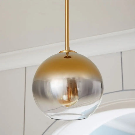 Contemporary Gold Pendant Light Fixture For Bedroom - Fading Glass Globe Design
