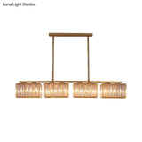 Contemporary Gold Pendant Lighting For Dining Room - Metal Linear Island Lamp With Clear Cuboid