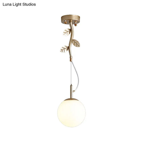 Contemporary Gold Plant-Shaped Pendant Light With Opal Glass And Frosted - Ideal For Hotels