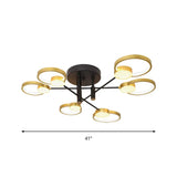 Contemporary Gold Semi Flush Mount Chandelier With Warm/White Light - 4/6 Bulb Metal Ceiling Lamp